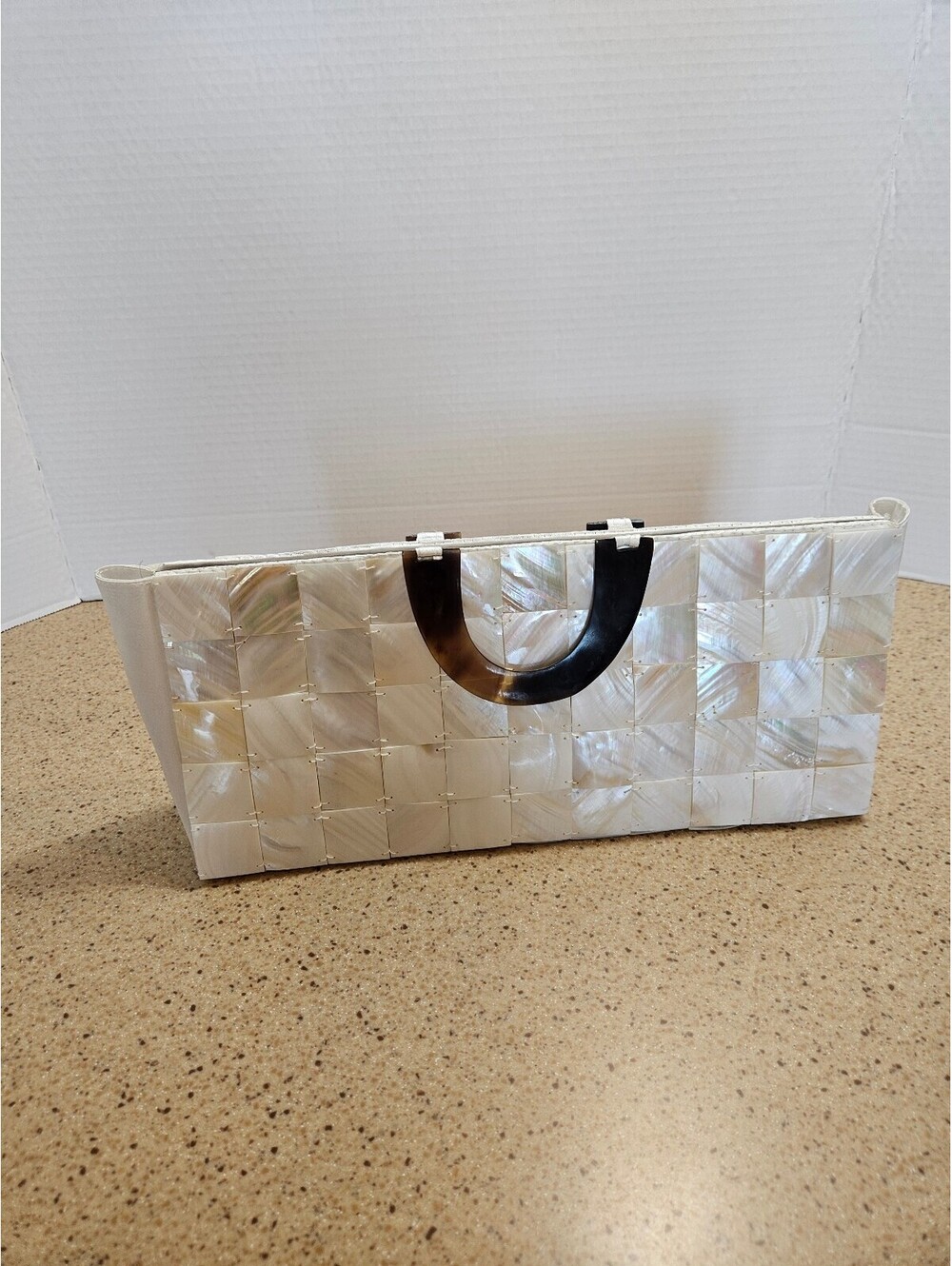 Mother of pearl box clutch bag